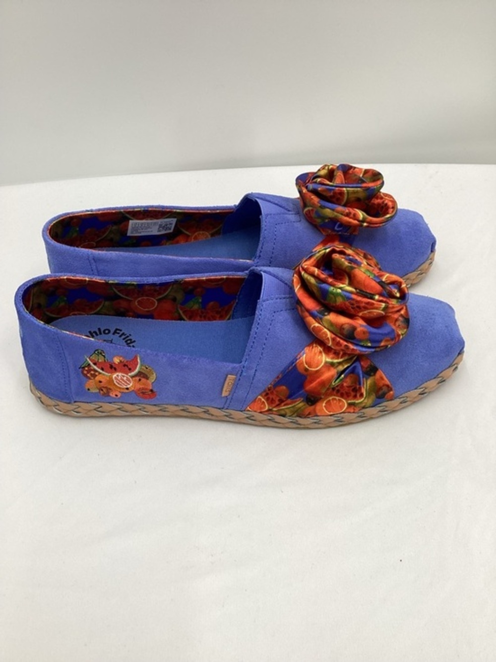 Toms Frida Kahlo Alpargata Slip-On Flats with Fruit Embroidered &Fruit Rosette